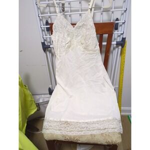 Vintage  Seamprufe‎ Size 36 Baby Off White Slip Dress Lingerie Nightgown Lace
